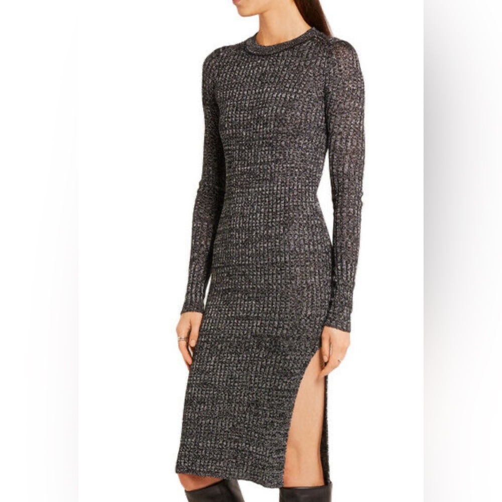 ISABEL MARANT Dakota FINE ribbed knit wool BLACK dress